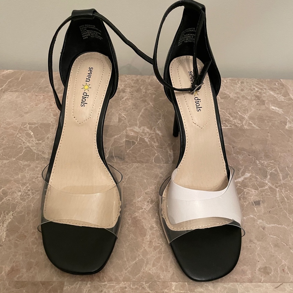 SEVEN DIALS WOMENS NATALIE OPEN TOE ANKLE STRAP D-ORSAY PUMPS